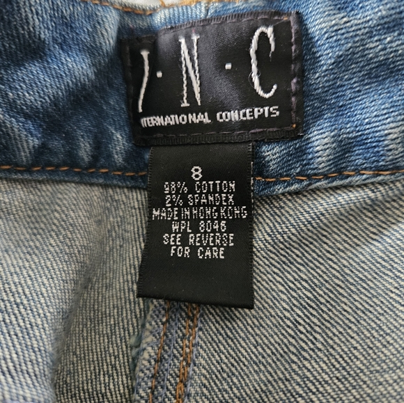 VINTAGE I.N.C. Floral Painted Jeans Blue Multi-color Flowers Wide Leg Womens 8 - Picture 11 of 11